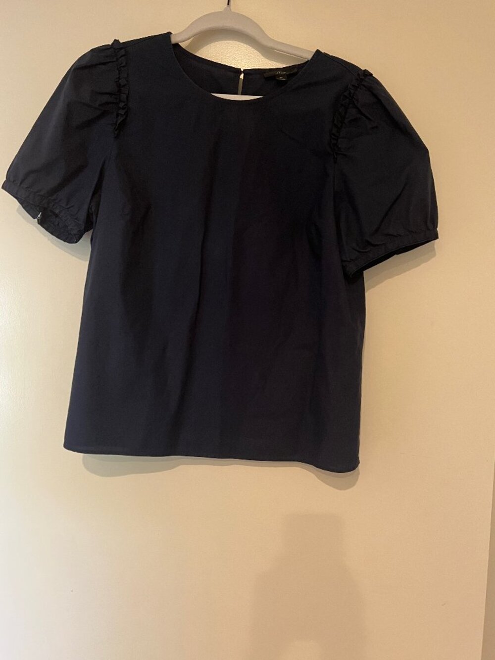 J.Crew Navy Puff Sleeve Blouse